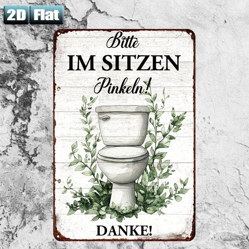 Home Bathroom Rules - Retro Metalowy Znak z Napisem 