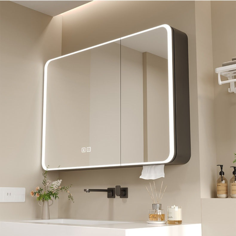Bathroom Cabinet Mirror - Szafka lustrzana LED do łazienki, aluminiowa,