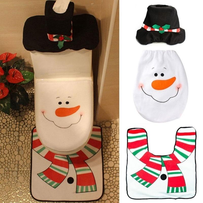Home Bathroom Rugs - 3-częściowy zestaw świątecznych mat łazienkowych: pokrowiec