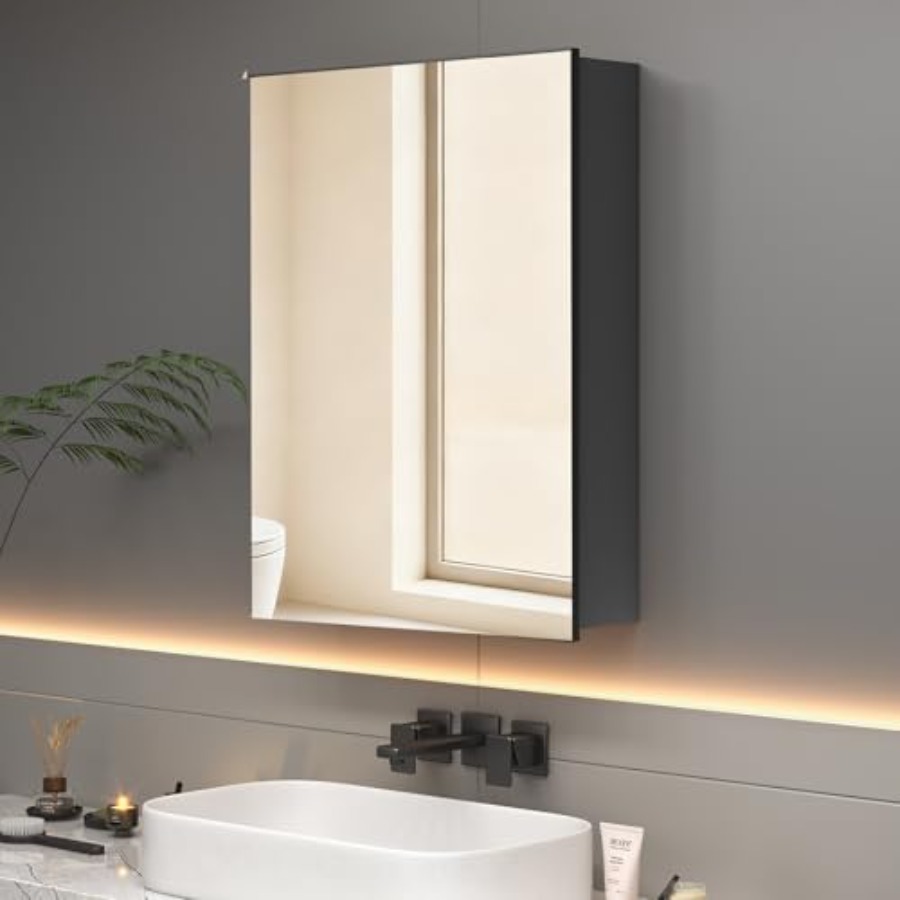 Bathroom Cabinet Mirror - Szafka łazienkowa na leki, metalowa rama,