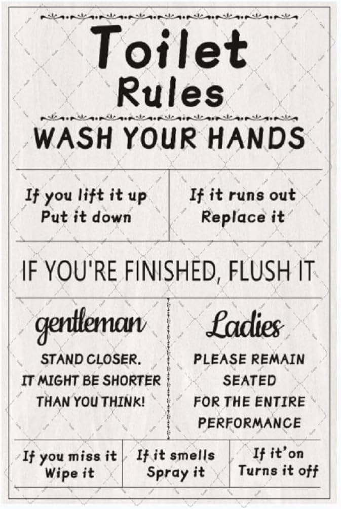 Metalowy szyld z regulami toal – Home Bathroom Rules recenzja i cena