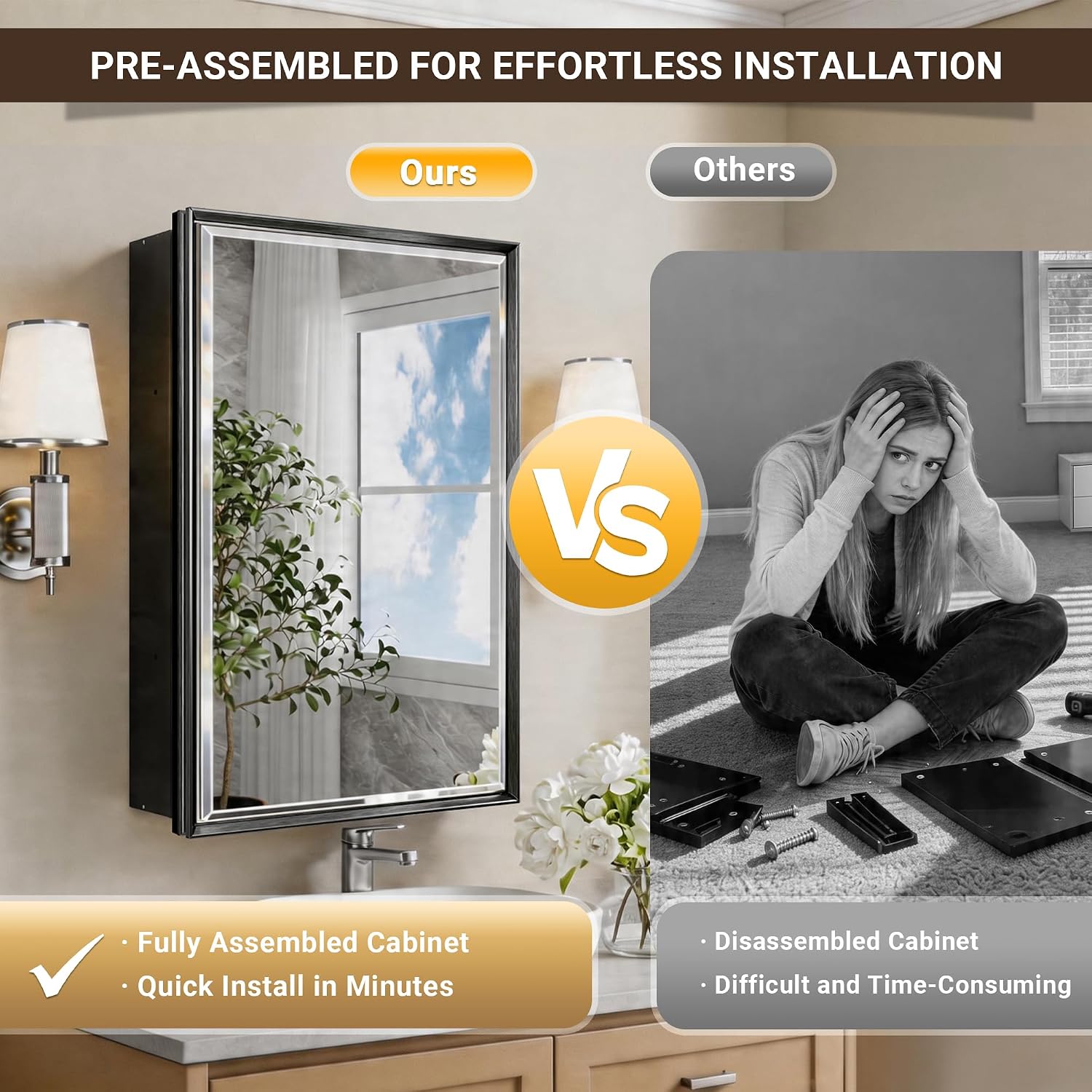 Czarna szafka łazienkowa z lus – Bathroom Cabinet Mirror recenzja i cena