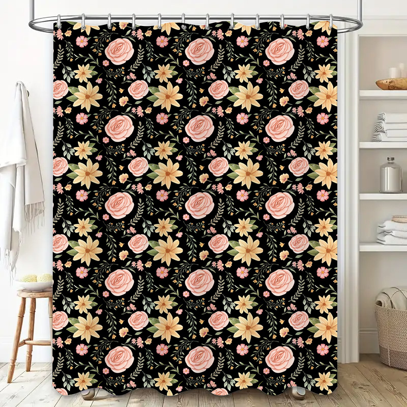 Czarno-biała wzorzysta zasłona – Home Bathroom Remodel Diy recenzja i cena