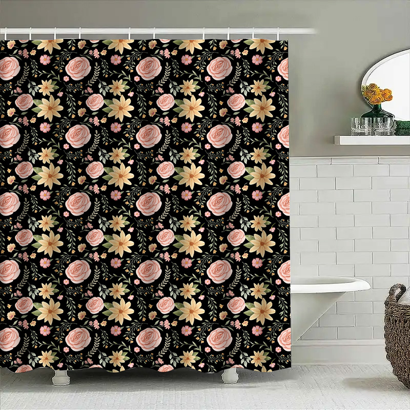 Czarno-biała wzorzysta zasłona – Home Bathroom Remodel Diy recenzja i cena