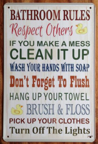 METALOWA TABLICZKA Z NADRUKIEM – Home Bathroom Rules recenzja i cena