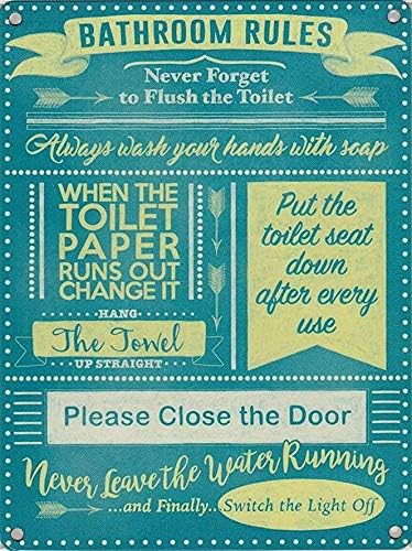 Metalowy szyld w stylu vintage – Home Bathroom Rules recenzja i cena