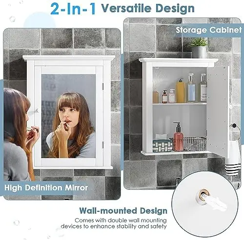 Biała szafka apteczna z lustre – Bathroom Cabinet Mirror recenzja i cena