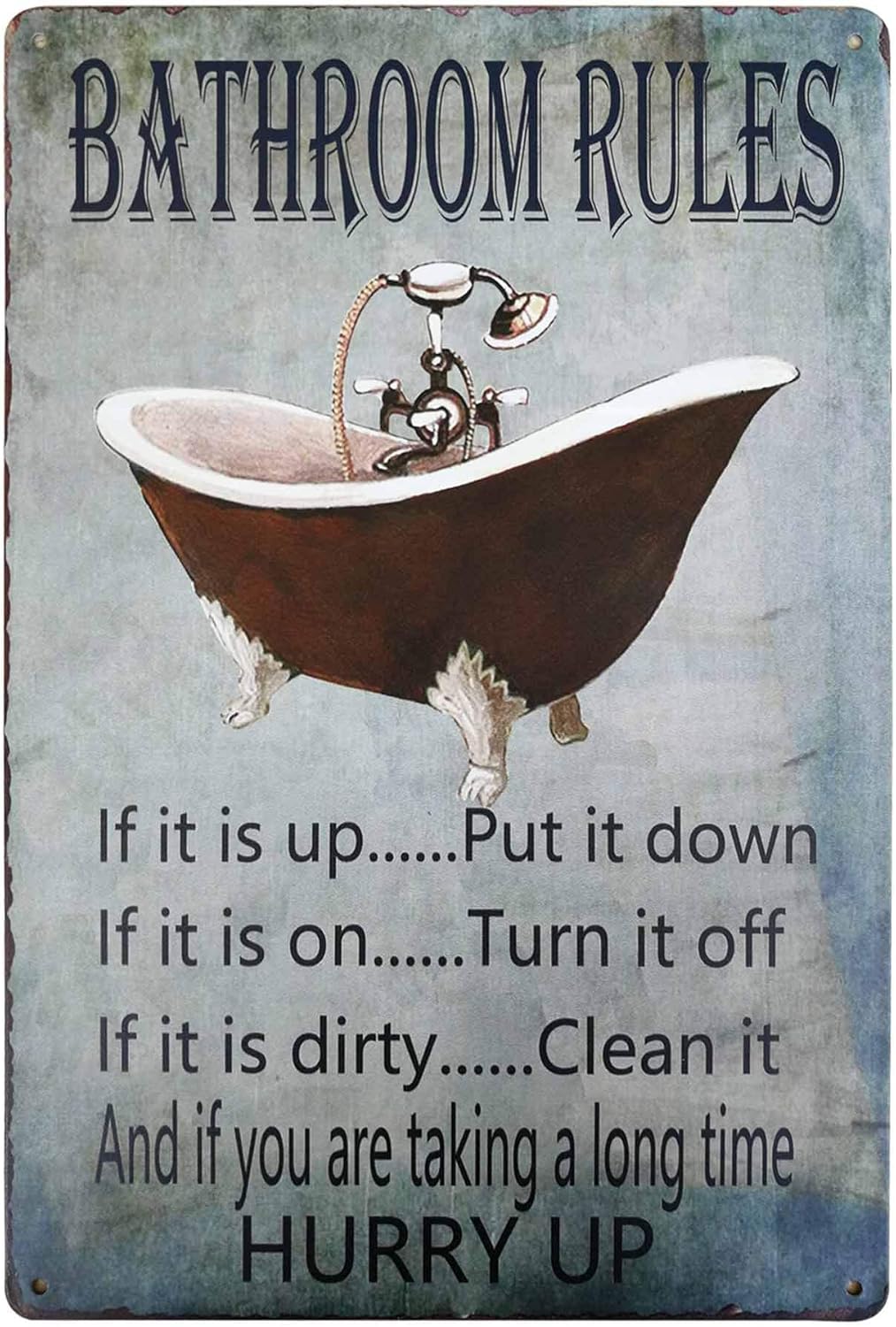 PXIYOU Rustykalne Zasady Łazie – Home Bathroom Rules recenzja i cena