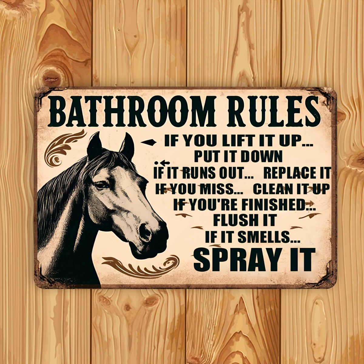 Stylowa, metalowa tabliczka w  – Home Bathroom Rules recenzja i cena