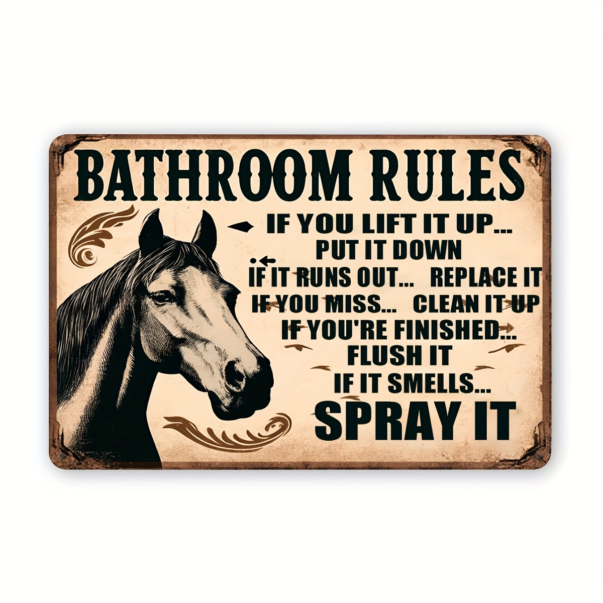 Stylowa, metalowa tabliczka w  – Home Bathroom Rules recenzja i cena