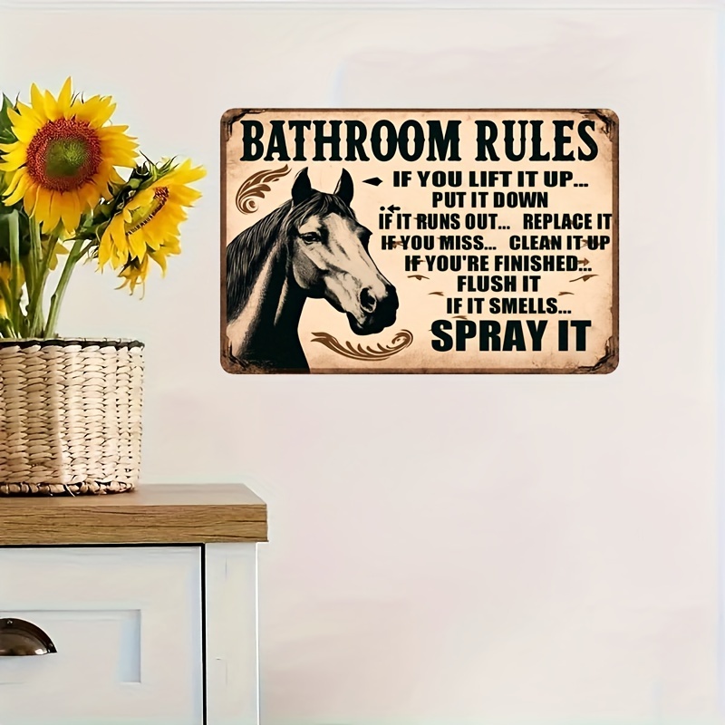 Stylowa, metalowa tabliczka w  – Home Bathroom Rules recenzja i cena