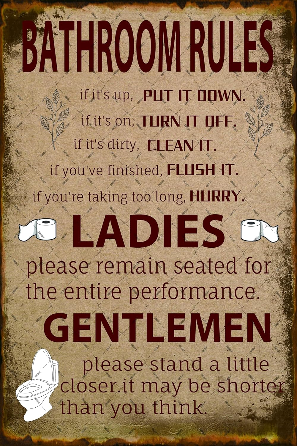 Zasady w łazience Metalowy szy – Home Bathroom Rules recenzja i cena